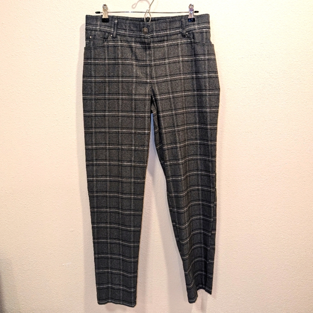 89th & Madison gray plaid stiff professional slacks 👖 size 12